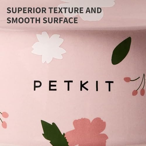 PETKIT Raised Cat Bowl, Ceramic Cat Elevated Food Bowl, Stress Free, Anti Vomiting, Backflow Prevention Cat Dog Water Bowl, Dishwasher and Microwave Safe, Pink - DeKove