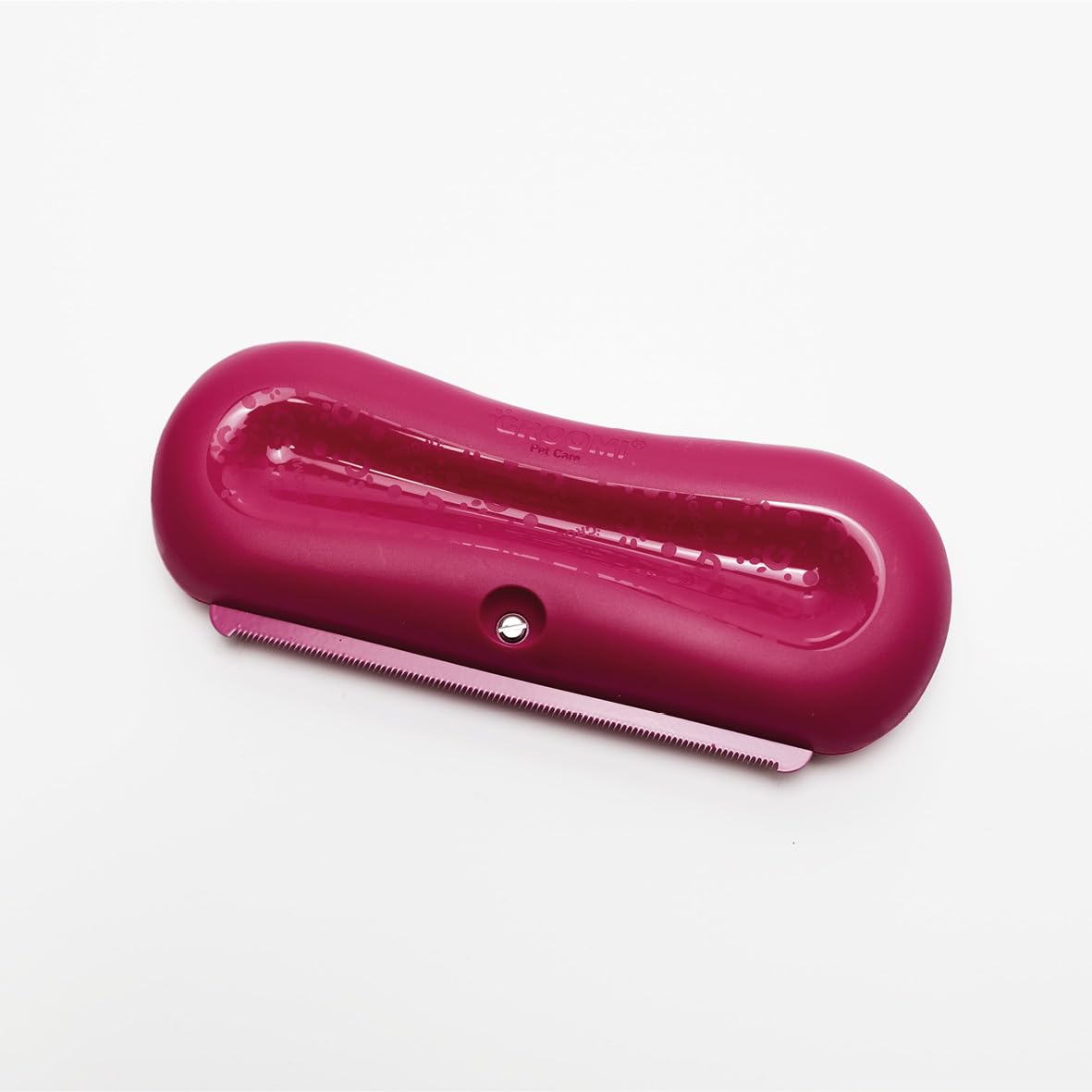 Groomi Deshedding & Grooming Brush for Dogs, Cats, Horses & Rabbits - Gentle & Effective Pet Grooming Tool, Wide Shallow Comb, Smooth Groomer for Cats, Dogs and Horses, Grooming Comb - Pink - DeKove