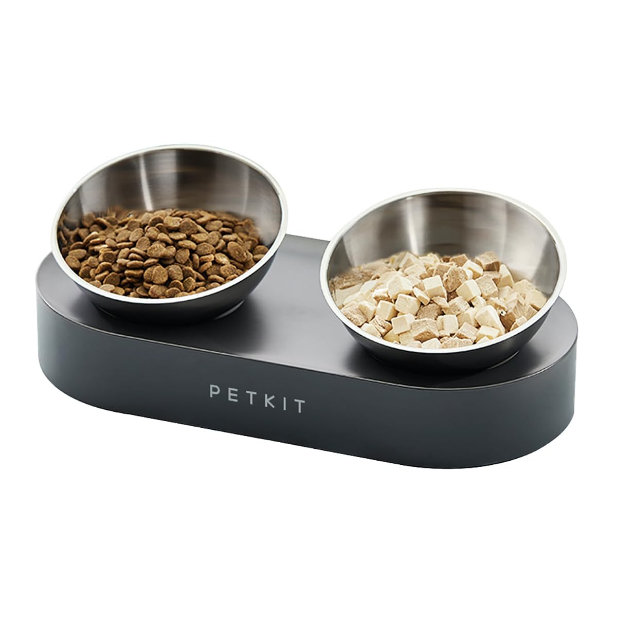 PETKIT Cat Bowls with Stand Tilted, 0 &15° Stainless Steel Elevated Cat Feeding Bowls for Cats and Small Dogs, Raised Cat Food and Water Bowls, Stress Free, Food Grade Material, Anti Slip None Spill - DeKove
