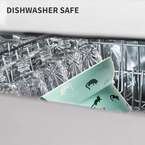 PETKIT Raised Cat Bowl, Ceramic Cat Elevated Food Bowl, Stress Free, Anti Vomiting, Backflow Prevention Cat Dog Water Bowl, Dishwasher and Microwave Safe, Pink - DeKove