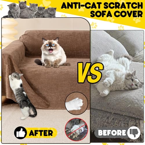 Cat Scratch Furniture Protector - Anti-Slip, Waterproof Sofa Cover to Keep Cats Off, Pet-Friendly - DeKove