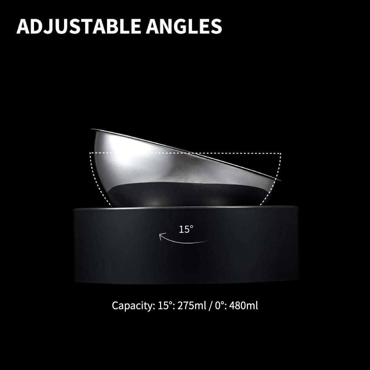 PETKIT Cat Bowls with Stand Tilted, 0 &15° Stainless Steel Elevated Cat Feeding Bowls for Cats and Small Dogs, Raised Cat Food and Water Bowls, Stress Free, Food Grade Material, Anti Slip None Spill - DeKove