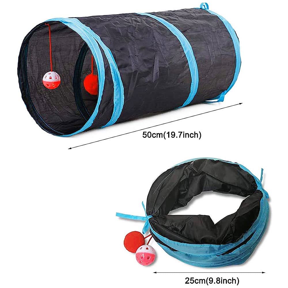 Speedy Panther 21 Pcs Cat Toys for Indoor Cats Collapsible Cat Tunnel Interactive Feather Teaser Wand Ball Toy for Kitten Cats - DeKove