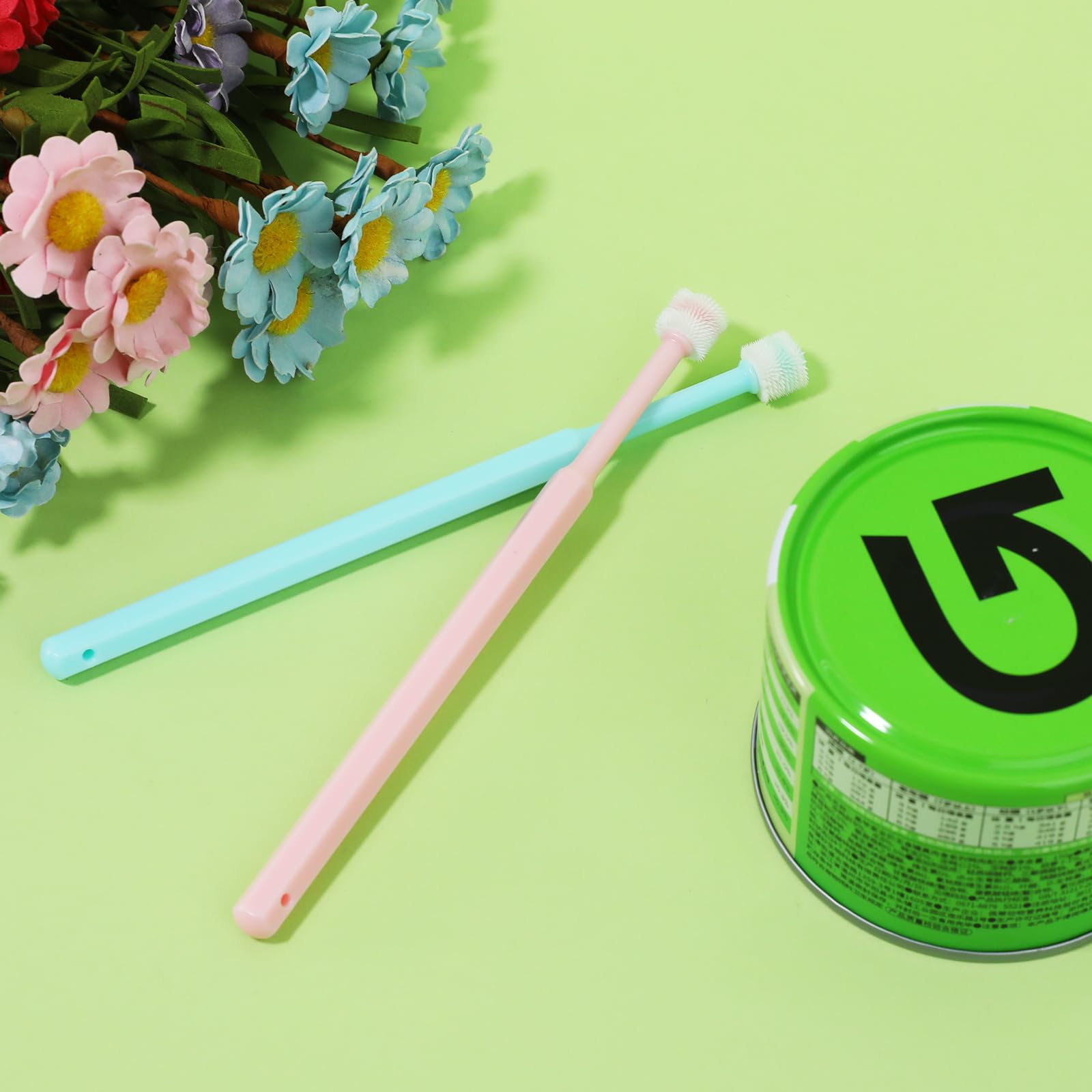 2 Pack Small Dog & Cat Toothbrush,360 Degree Soft Silicone Pet Toothbrush Cat Dental Care Dog Oral Hygiene Deep Clean Pet Teeth Cleaning Kit (Small Size) - DeKove