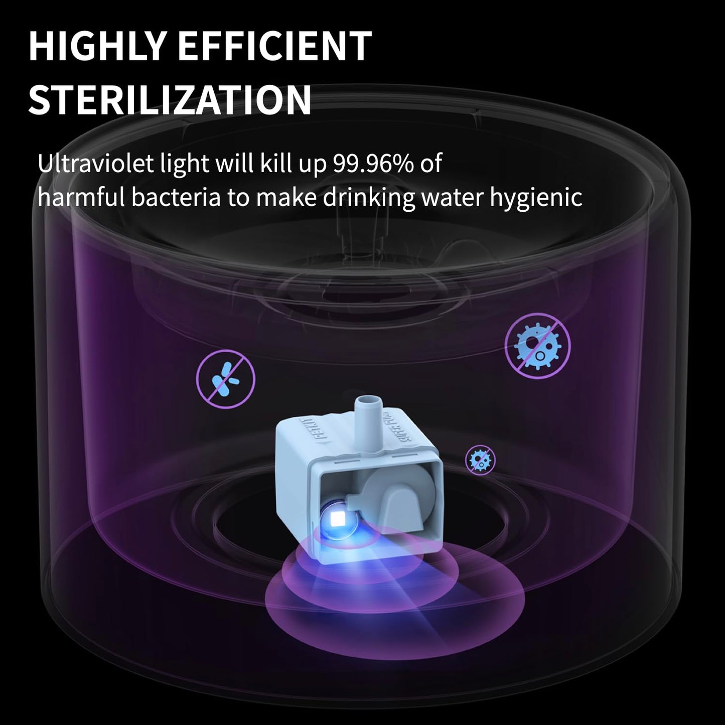 PETKIT Cat Water Fountain, UVC Wireless Pump, APP Control, 1.8L Cat Fountain Stainless Steel, Ultra Quiet, Hygienic Fresh Water for Cats Dogs, 3 Working Mode, Smart LED Light, Activated Carbon Filter - DeKove