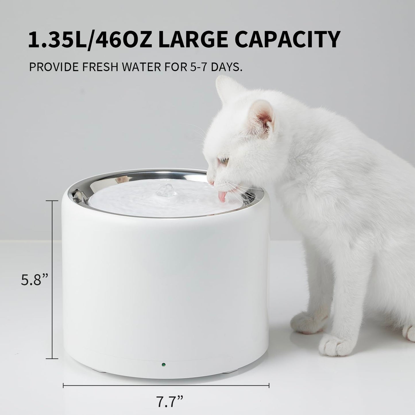 PETKIT Cat Water Fountain, UVC Wireless Pump, APP Control, 1.8L Cat Fountain Stainless Steel, Ultra Quiet, Hygienic Fresh Water for Cats Dogs, 3 Working Mode, Smart LED Light, Activated Carbon Filter - DeKove