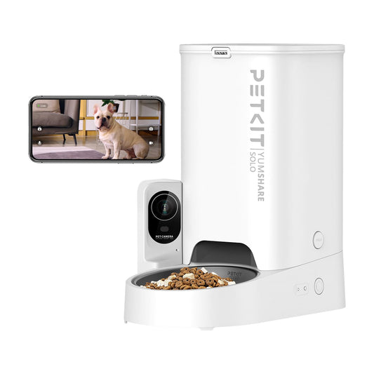 PETKIT Automatic Cat Feeder with Camera, 1080P HD Video with Night Vision, 2-Way Audio, 3L Auto Cat Feeder with Battery-Backup, Low Food & Blockage Sensor, App Control Cat Food Dispenser - DeKove