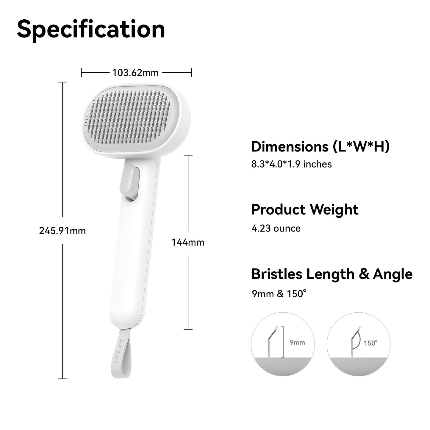 aumuca Cat Brush with Release Button, Cat Grooming Brush for Long or Short Haired Cats, Cat Hair Brush for Shedding Cat Comb for Pets Removing Loose Fur and Massage, White - DeKove