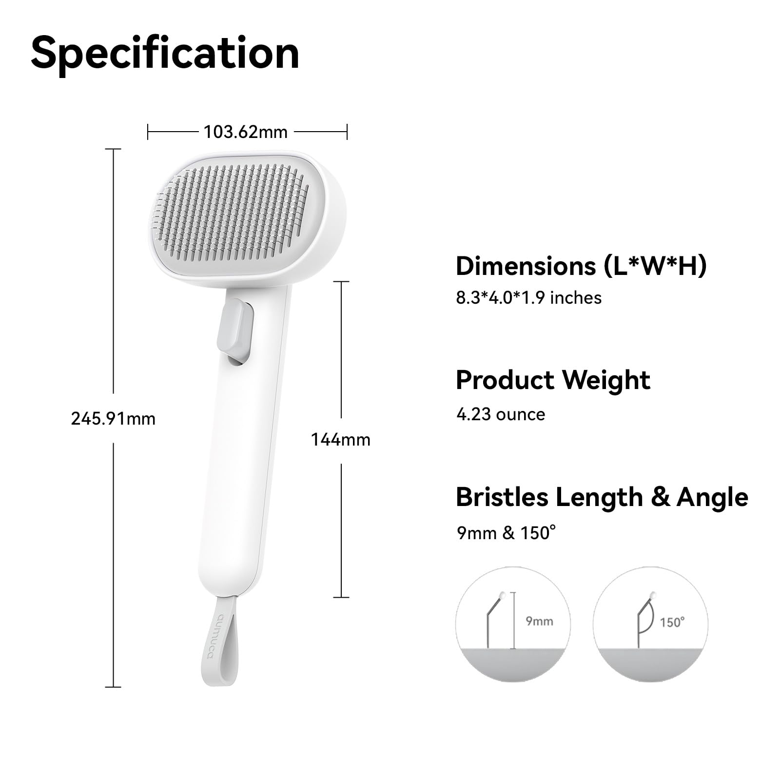aumuca Cat Brush with Release Button, Cat Grooming Brush for Long or Short Haired Cats, Cat Hair Brush for Shedding Cat Comb for Pets Removing Loose Fur and Massage, White - DeKove