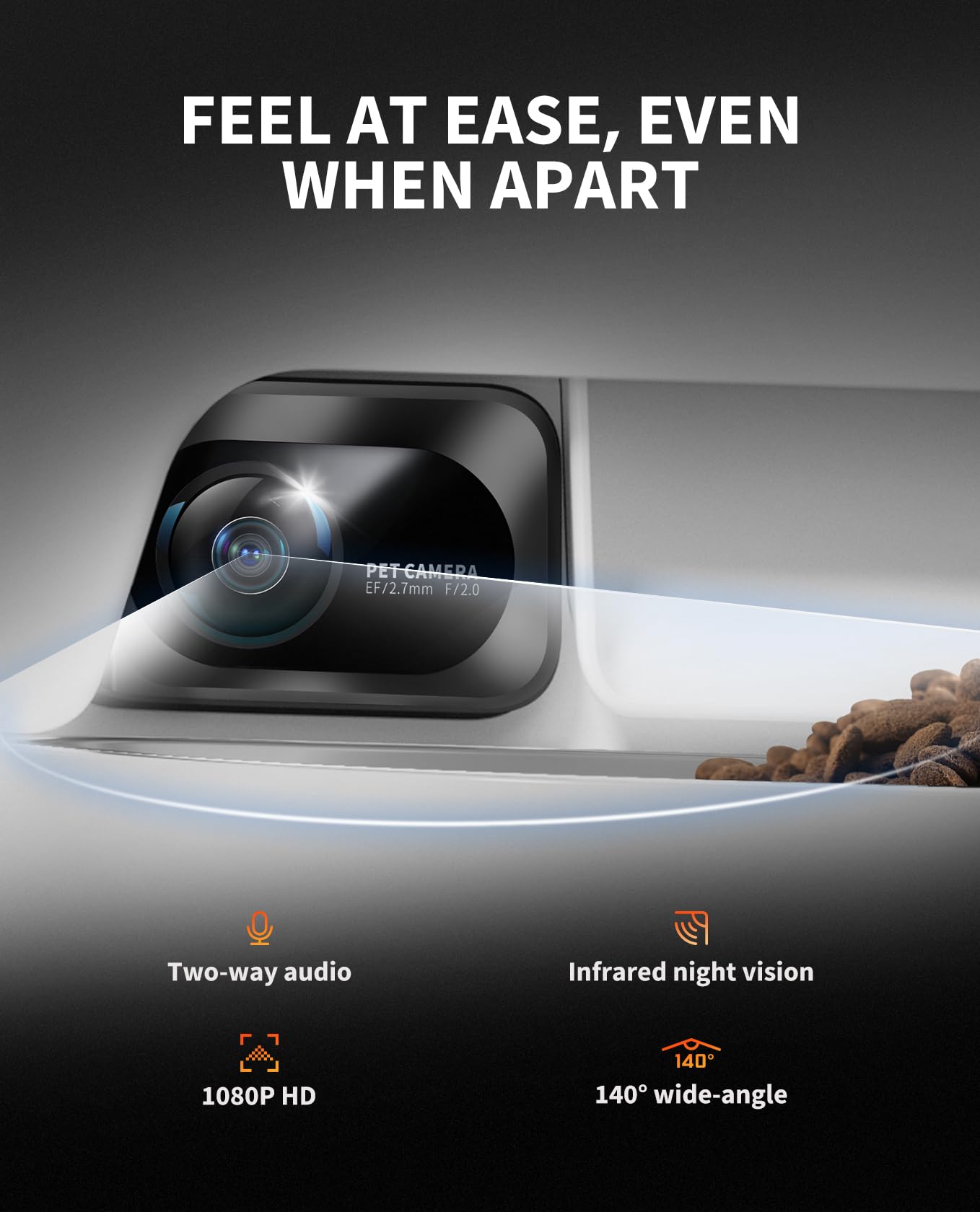 PETKIT Automatic Cat Feeder with Camera,1080P HD Video with Night Vision, 5L Auto Pet Feeder, 2-Way Audio, Battery-Backup, Low Food Sensor, Anti-Stick Bowl, 2.4G WiFi Enabled Cat Food Dispenser - DeKove