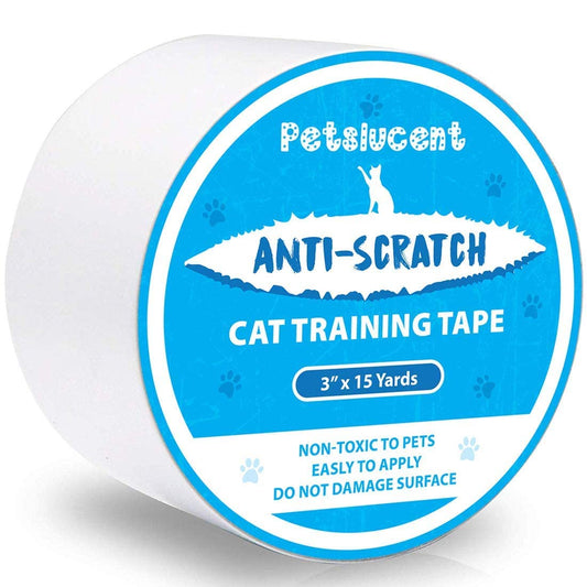 Petslucent Cat Scratch Deterrent Sticky Paws Tape, Cat Furniture Protector Training Tape Anti Scratching, Double Sided Guards for Carpet, Sofa, Couch, Door (Blue- 3''x 15 Yards) - DeKove