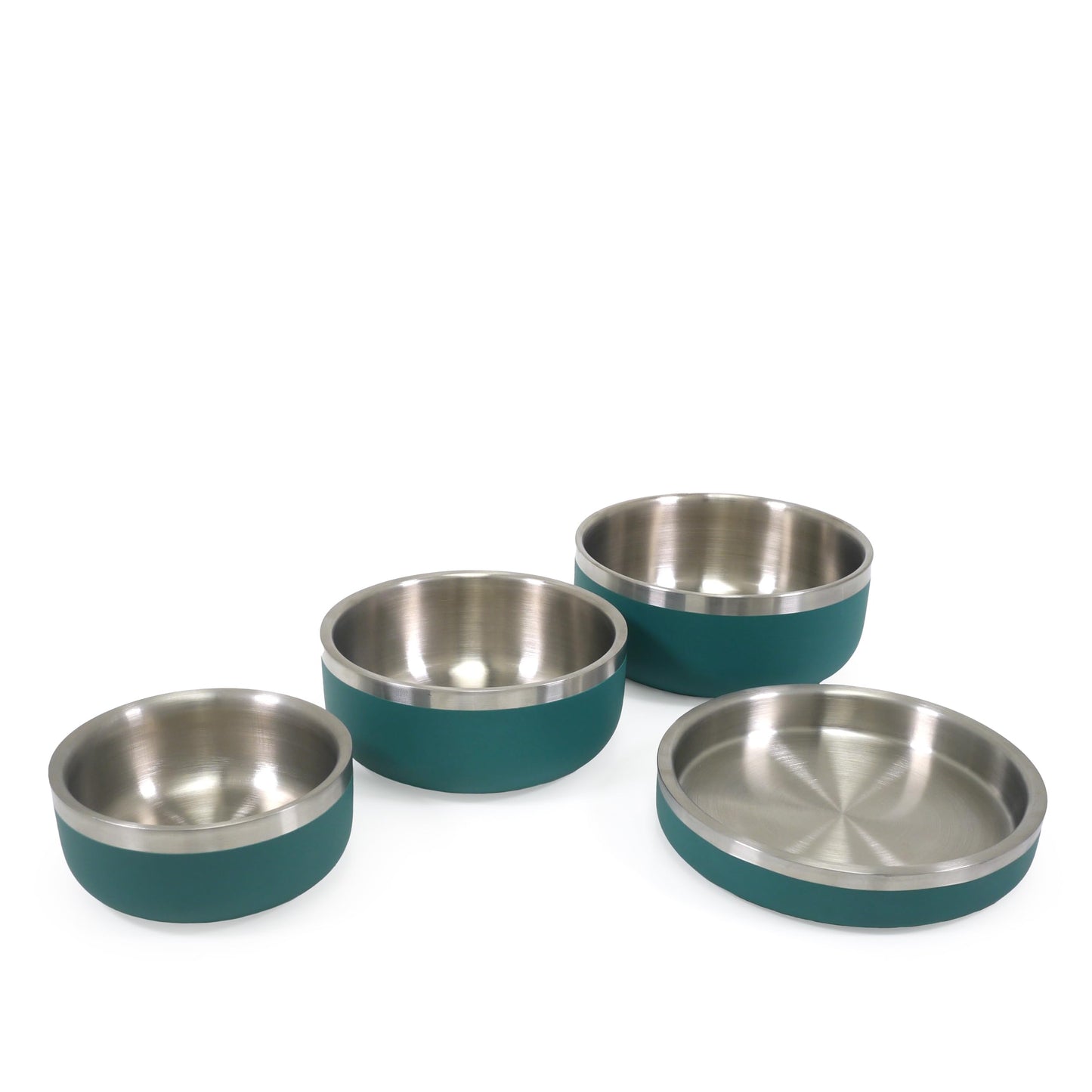 Rosewood Premium Double-Wall Stainless Steel Pet Food Shallow Bowl 480ml - Teal - DeKove
