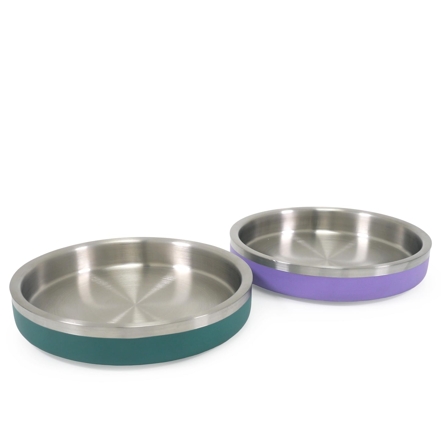 Rosewood Premium Double-Wall Stainless Steel Pet Food Shallow Bowl 480ml - Teal - DeKove