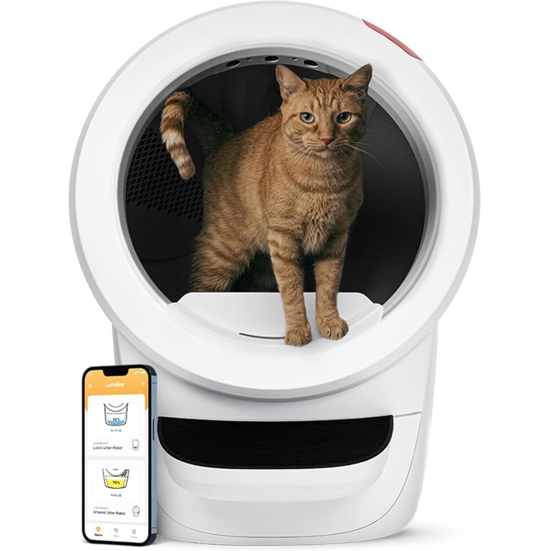 Litter-Robot 4 with Step & Fence by Whisker (White) - Automatic, Self-Cleaning Cat Litter Box, WiFi Enabled, Works with Any Clumping Litter, Complimentary 2-Year WhiskerCare Warranty - DeKove