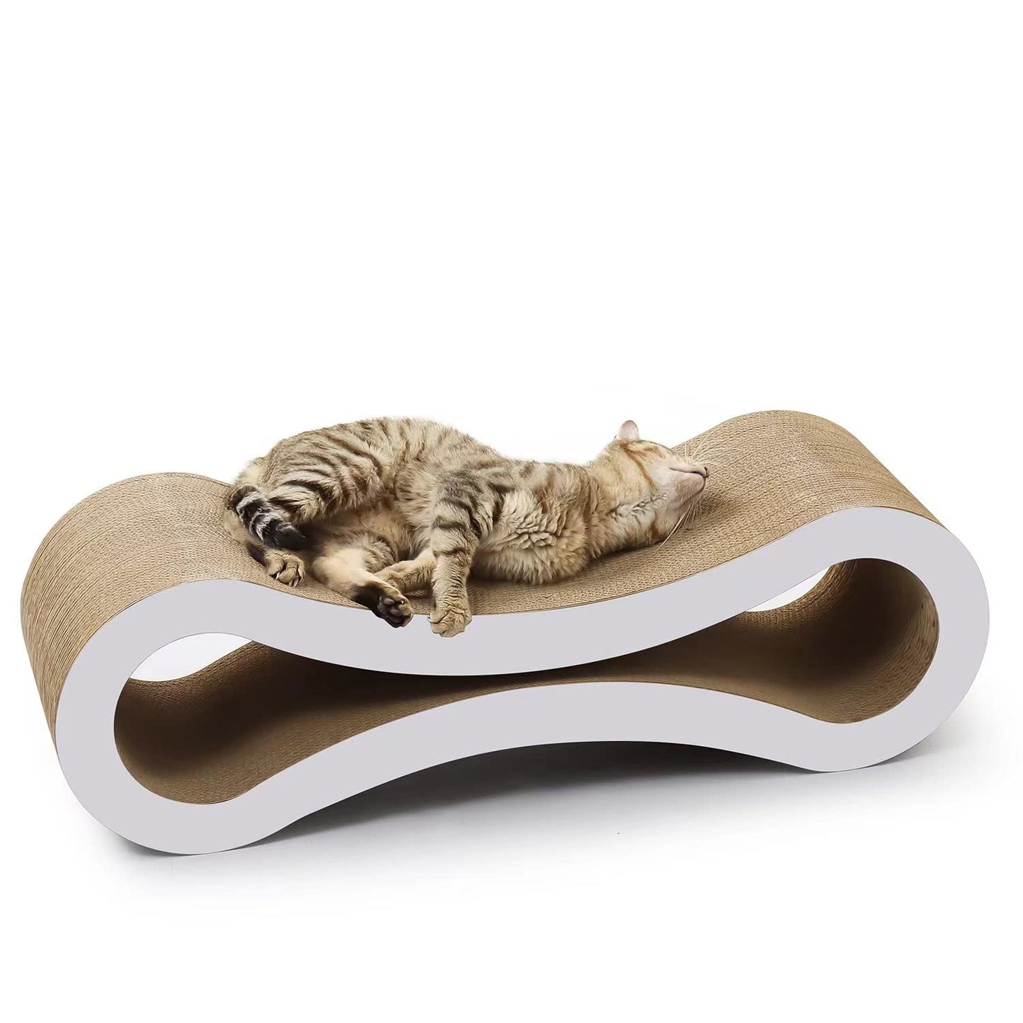 PetFocus® Ultimate Cat Scratcher Lounge, Superior Cardboard & Construction, Reversible Durable & Long Lasting Scratcher, significantly outlasts cheaper alternatives. (Cloud White) - DeKove