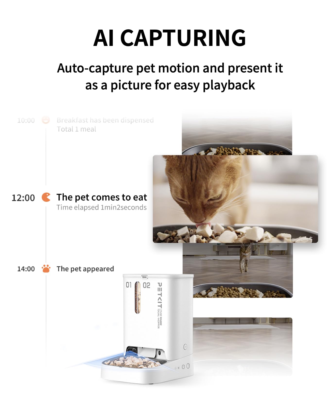 PETKIT Automatic Cat Feeder with Camera,1080P HD Video with Night Vision, 5L Auto Pet Feeder, 2-Way Audio, Battery-Backup, Low Food Sensor, Anti-Stick Bowl, 2.4G WiFi Enabled Cat Food Dispenser - DeKove