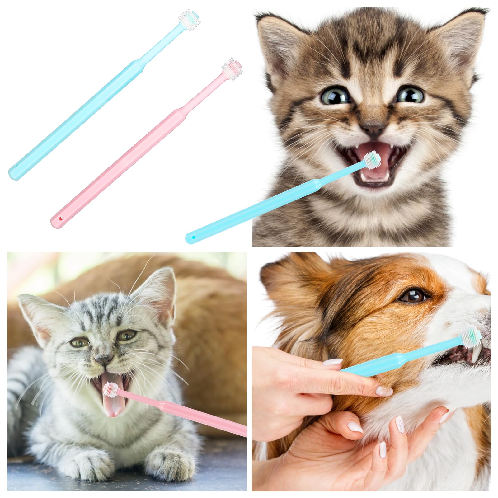 2 Pack Small Dog & Cat Toothbrush,360 Degree Soft Silicone Pet Toothbrush Cat Dental Care Dog Oral Hygiene Deep Clean Pet Teeth Cleaning Kit (Small Size) - DeKove