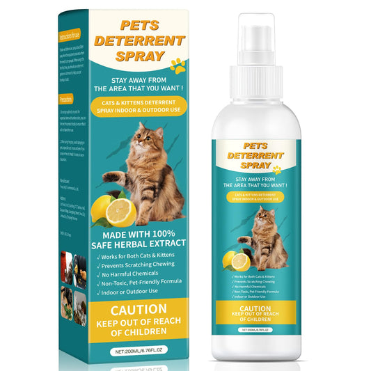 Boxmom Cat Deterrent Spray 200ML, Cat Repellent Spray – Natural Cat Training Spray for Indoor & Outdoor Use, No Trace Formula to Protect Furniture & Garden - DeKove