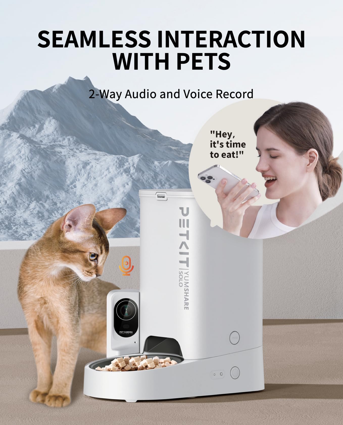 PETKIT Automatic Cat Feeder with Camera, 1080P HD Video with Night Vision, 2-Way Audio, 3L Auto Cat Feeder with Battery-Backup, Low Food & Blockage Sensor, App Control Cat Food Dispenser - DeKove