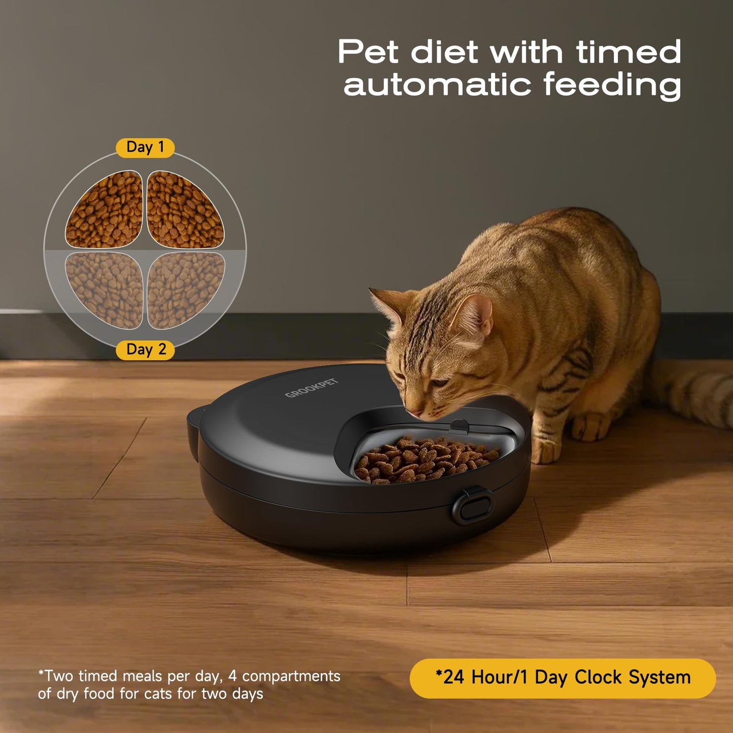 Automatic Cat Feeder Wet Food: Cordless Cat Food Dispenser with Timer - Pet Feeder with Ice Pack for Wet & Dry Food Refrigerated - Auto Wireless Small Dog Feeder Battery Power - Supply 4 Meals per Day - DeKove