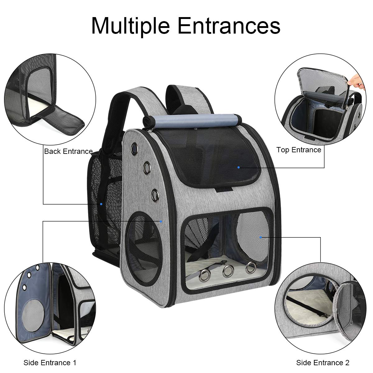 COVONO Expandable Pet Carrier Backpack for Cats, Dogs and Small Animals, Portable Pet Travel Carrier, Super Ventilated Design, Airline Approved, Ideal for Traveling/Hiking/Camping - DeKove