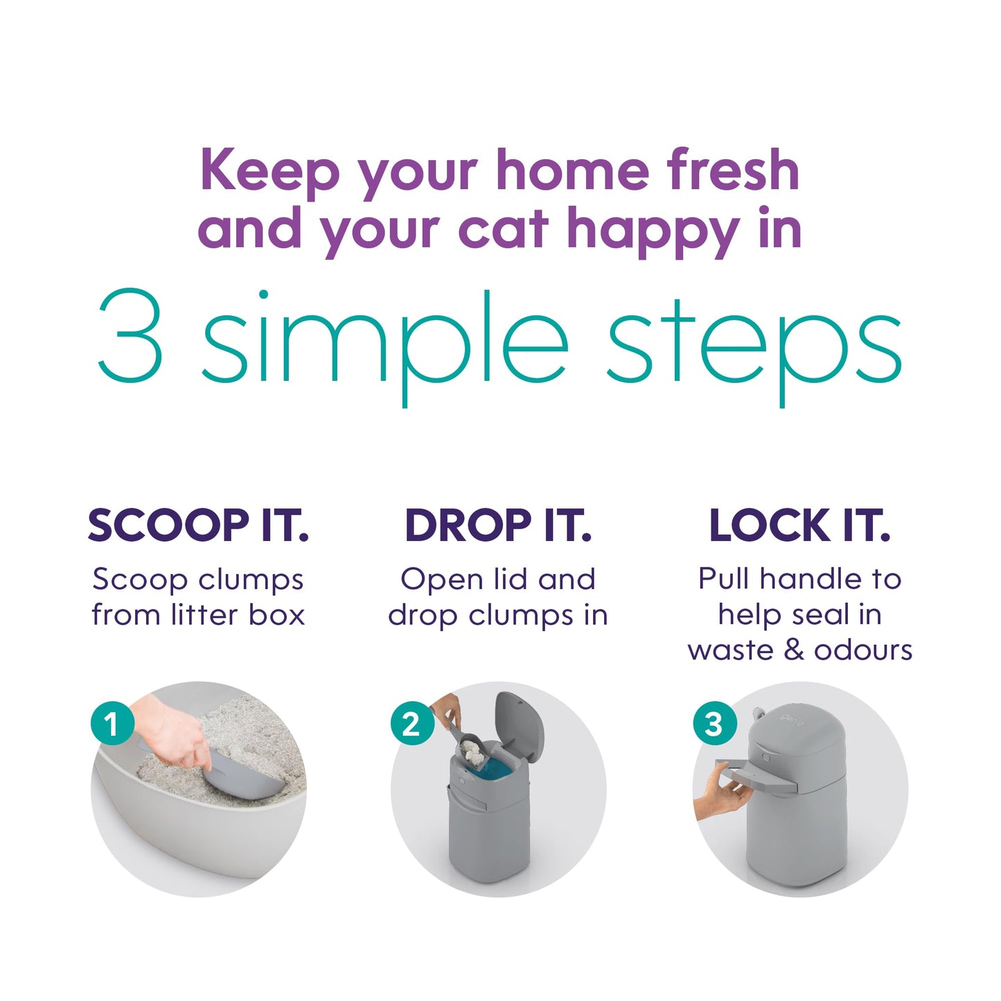 Litter Genie Easy Roll Bin with 1 Refill - DeKove