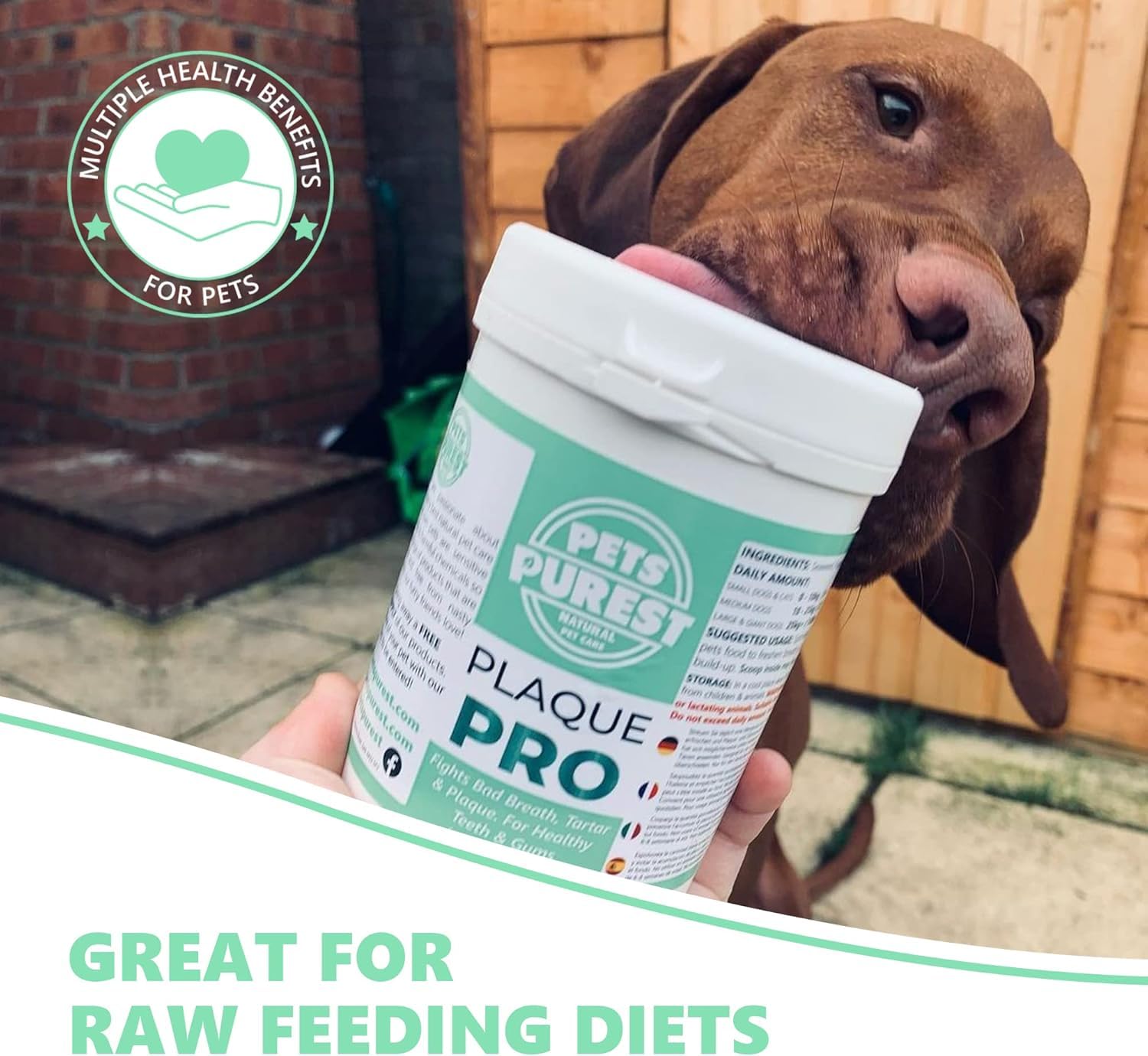 Pets Purest Plaque Off Powder - 185g Plaque Pro Tartar & Plaque Remover for Dogs, Cats & Pet. 100% Natural Bad Breath, Teeth & Gum Disease Oral Health Hygiene Dental Care Formula - DeKove