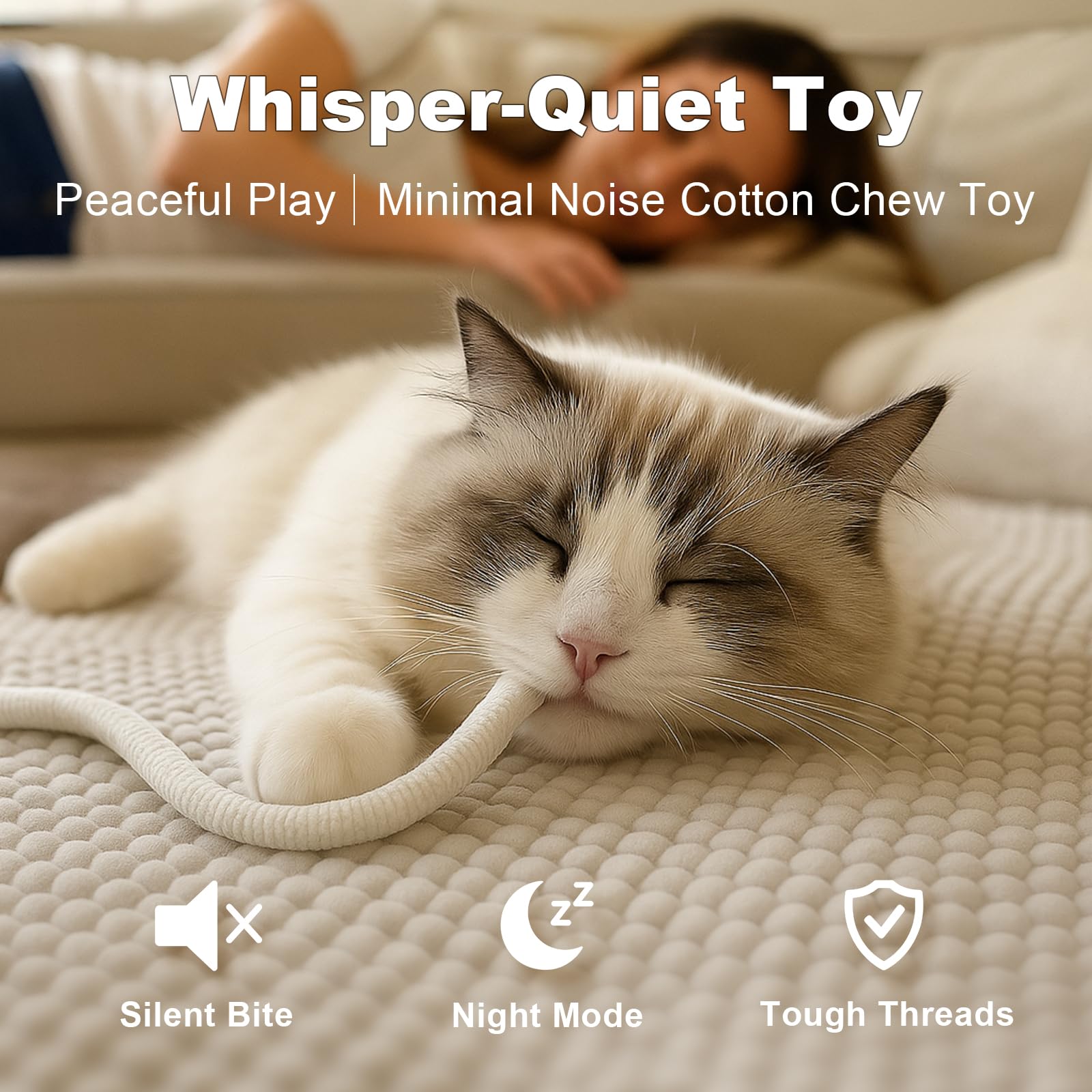 Natural Catnip Chew Rope for Cats – Pack of 3 (27 Inches Each) | Includes Refillable Catnip Pouch | Interactive Cat Toys for Indoor Cats & Kittens | Stress Relief, Dental Health & Enrichment Play - DeKove