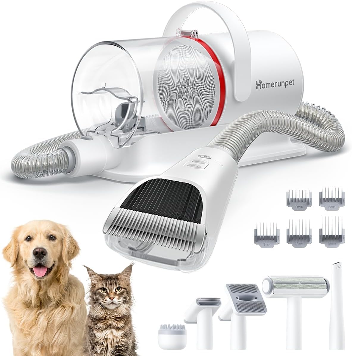 HomeRunPet Ultra Quiet Pet Vacuum, Suction 99% pet Hair, 6 Tool Grooming Kit, Anti Shedding, 1.85L Dust Cup, Home Grooming & Cleaning for Dogs, Cats, Others - DeKove