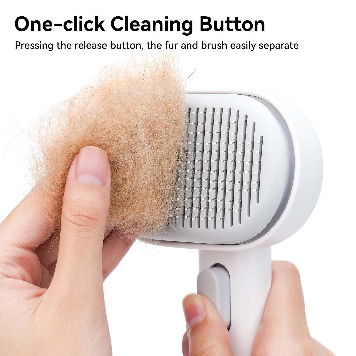 aumuca Cat Brush with Release Button, Cat Grooming Brush for Long or Short Haired Cats, Cat Hair Brush for Shedding Cat Comb for Pets Removing Loose Fur and Massage, White - DeKove