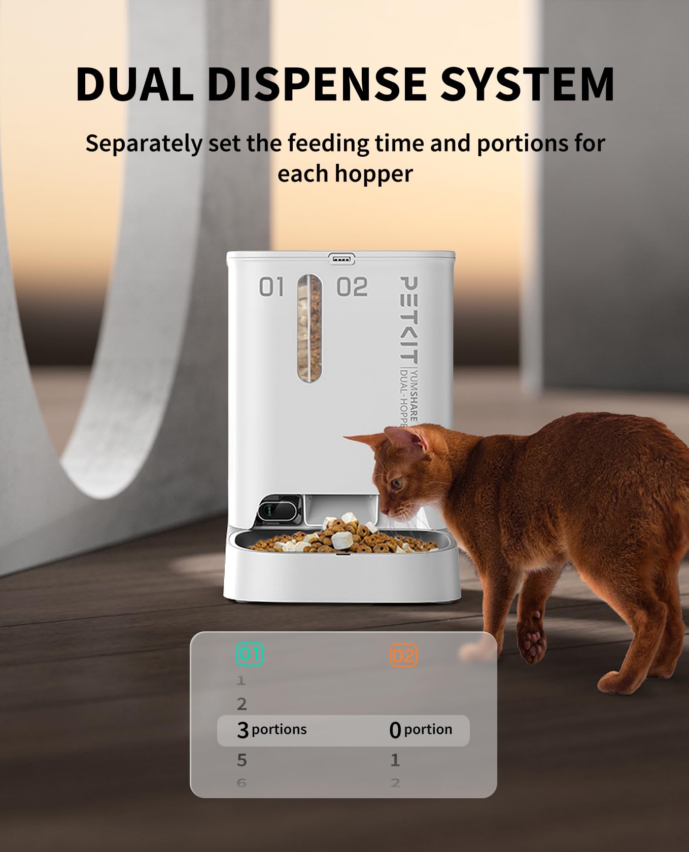 PETKIT Automatic Cat Feeder with Camera,1080P HD Video with Night Vision, 5L Auto Pet Feeder, 2-Way Audio, Battery-Backup, Low Food Sensor, Anti-Stick Bowl, 2.4G WiFi Enabled Cat Food Dispenser - DeKove