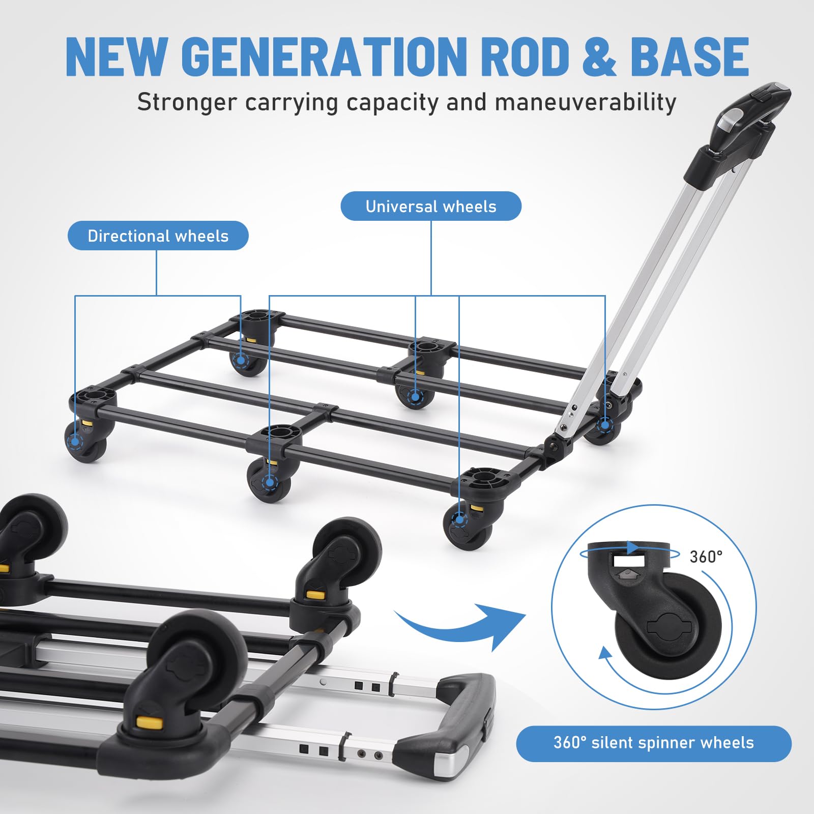 HOVONO Extra Large Double Pet Carrier with Wheels for Small Dogs and All-Breed Cats, Cat Rolling Carrier for 2 Cats, Support up to 40 Lbs, Grey - DeKove