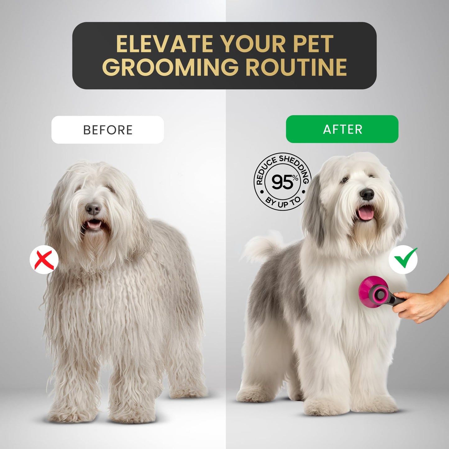 Pet Grooming Comb for Dogs and Cats - Detangling, Dematting, and Massaging with Self-Cleaning Button - Pet Care, New Puppy Gift, New Kitten Gift, Pet Grooming, Luxury Pet Care, Undercoat Rake - DeKove