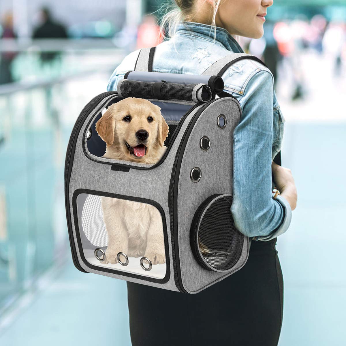 COVONO Expandable Pet Carrier Backpack for Cats, Dogs and Small Animals, Portable Pet Travel Carrier, Super Ventilated Design, Airline Approved, Ideal for Traveling/Hiking/Camping - DeKove