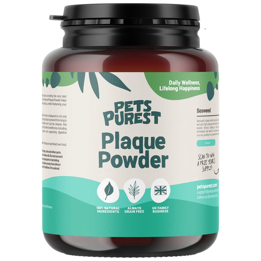 Pets Purest Plaque Off Powder - 185g Plaque Pro Tartar & Plaque Remover for Dogs, Cats & Pet. 100% Natural Bad Breath, Teeth & Gum Disease Oral Health Hygiene Dental Care Formula - DeKove