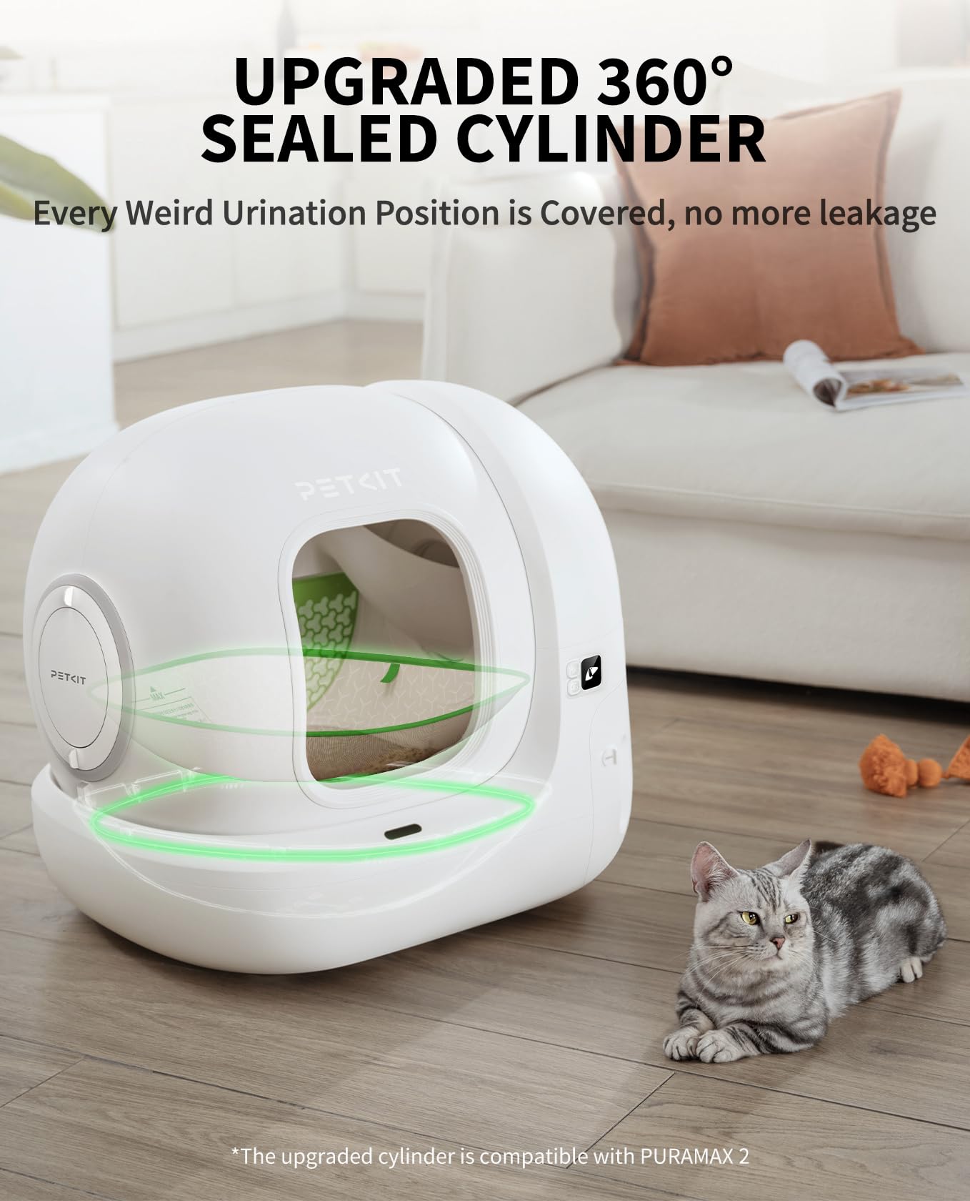 PETKIT PURA MAX 2 Self Cleaning Cat Litter Tray, App Control, 76L Extra Large Automatic Cat Litter Box for Multi-cats, Odour Control with N50, xSecure Robot Litter Box, Includes Trash Liner - DeKove