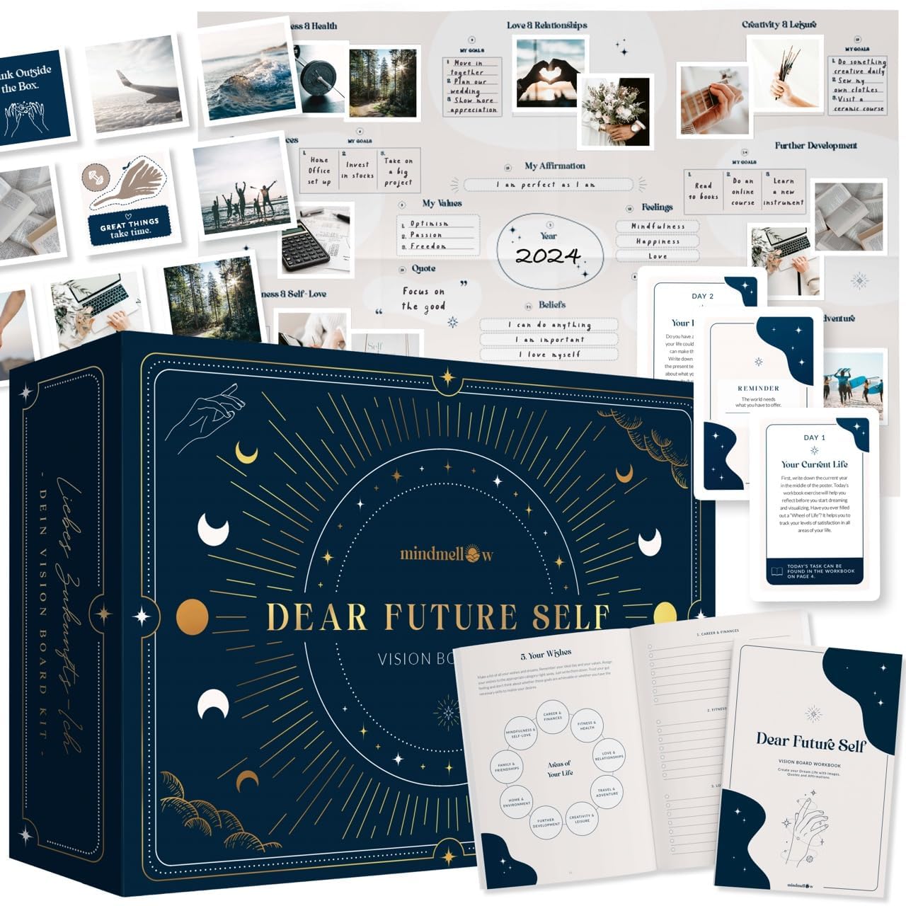 Vision Board Kit "Dear Future Self" - Create Your own Vision Board for Wall and Visualize The Life of Your Dreams - DeKove