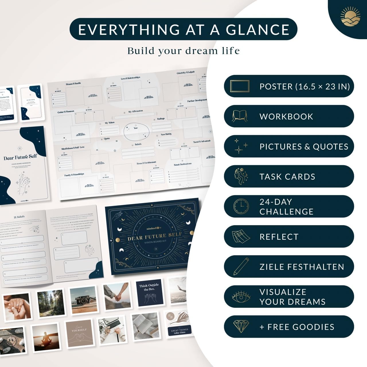 Vision Board Kit "Dear Future Self" - Create Your own Vision Board for Wall and Visualize The Life of Your Dreams - DeKove