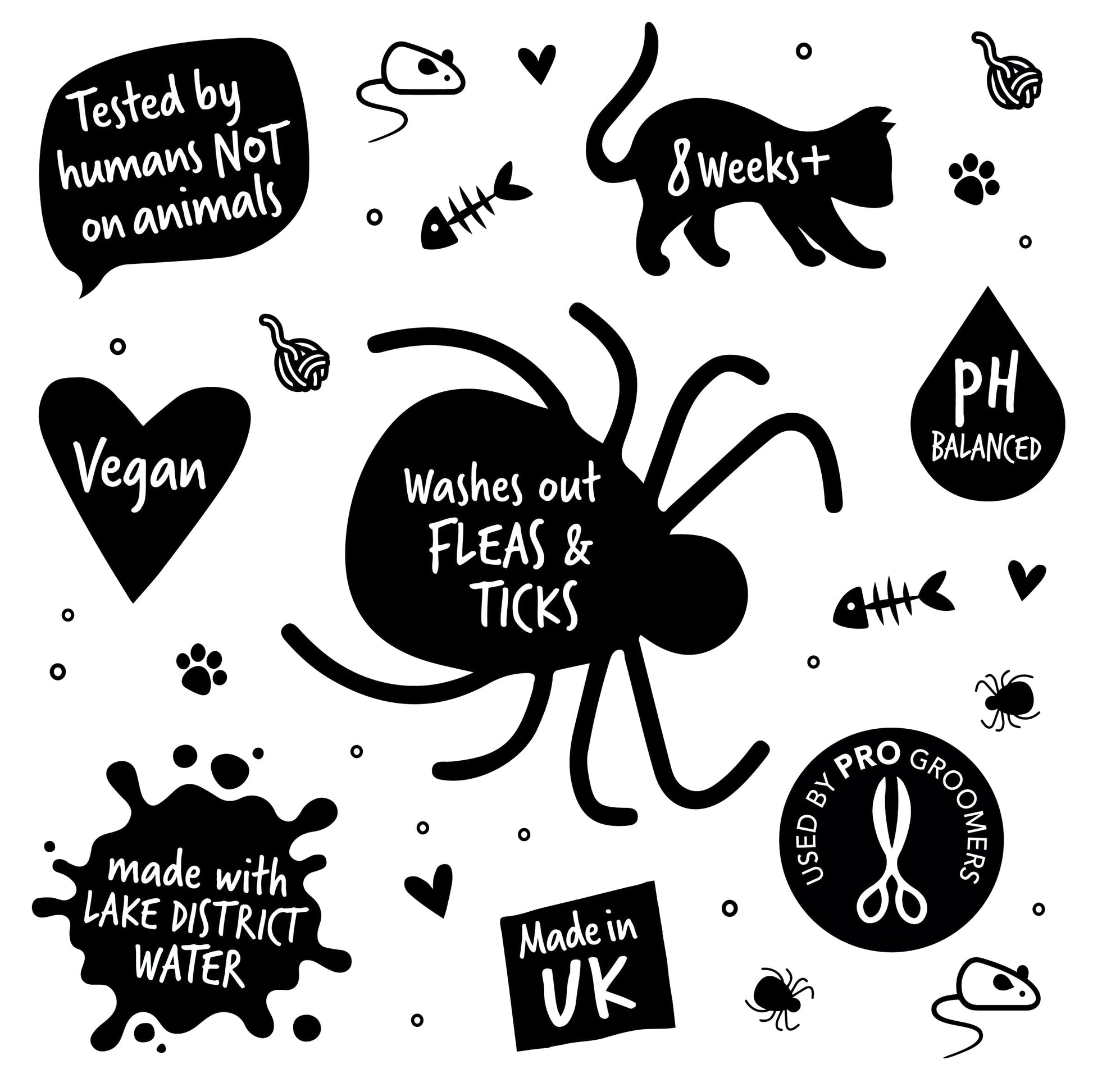 Flea and Tick Cat Shampoo by Bugalugs 500ml, Deep Cleansing for Cats for Fleas, Ticks & Mites contains Neem Oil, PH Balanced Vegan (500ml Flea Shampoo) - DeKove