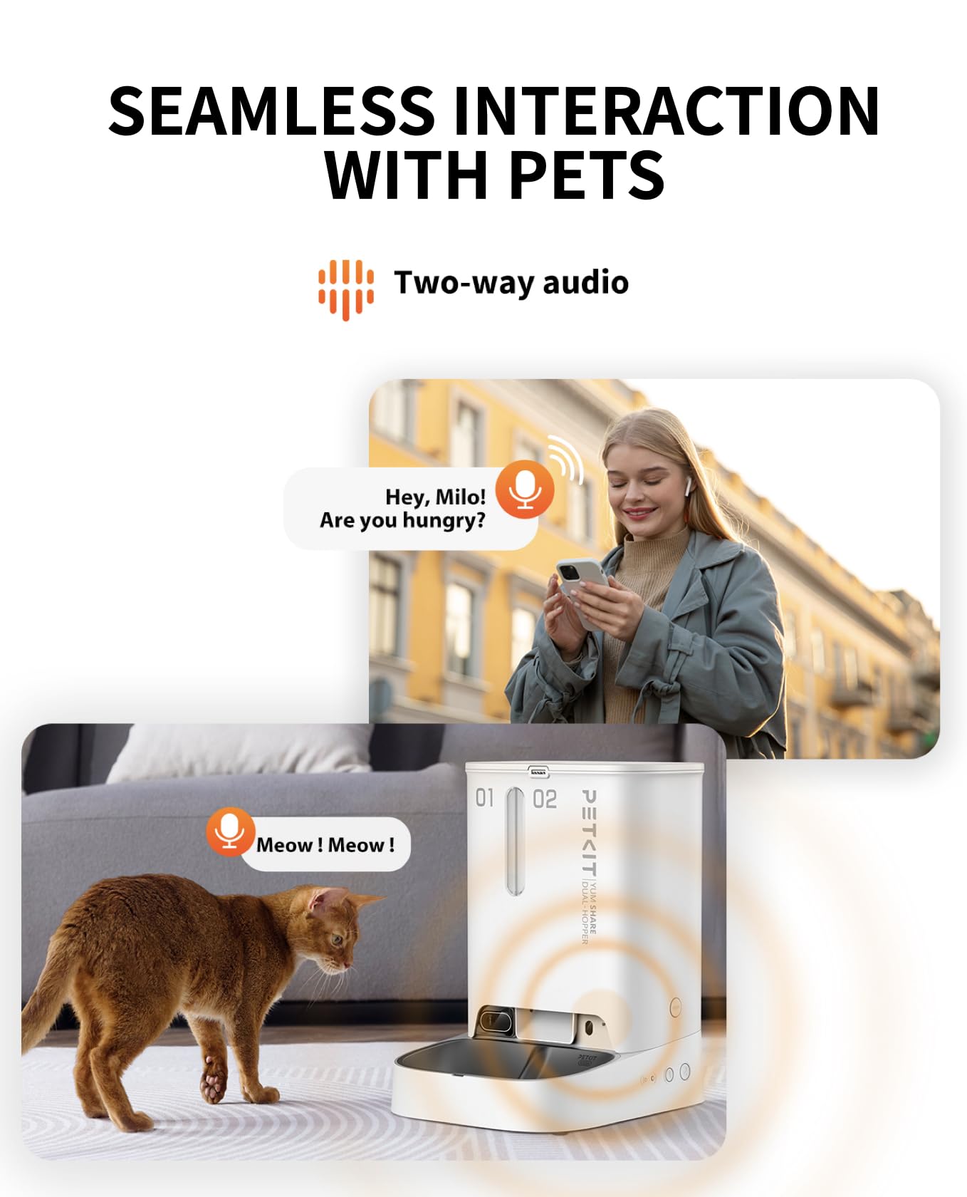 PETKIT Automatic Cat Feeder with Camera,1080P HD Video with Night Vision, 5L Auto Pet Feeder, 2-Way Audio, Battery-Backup, Low Food Sensor, Anti-Stick Bowl, 2.4G WiFi Enabled Cat Food Dispenser - DeKove