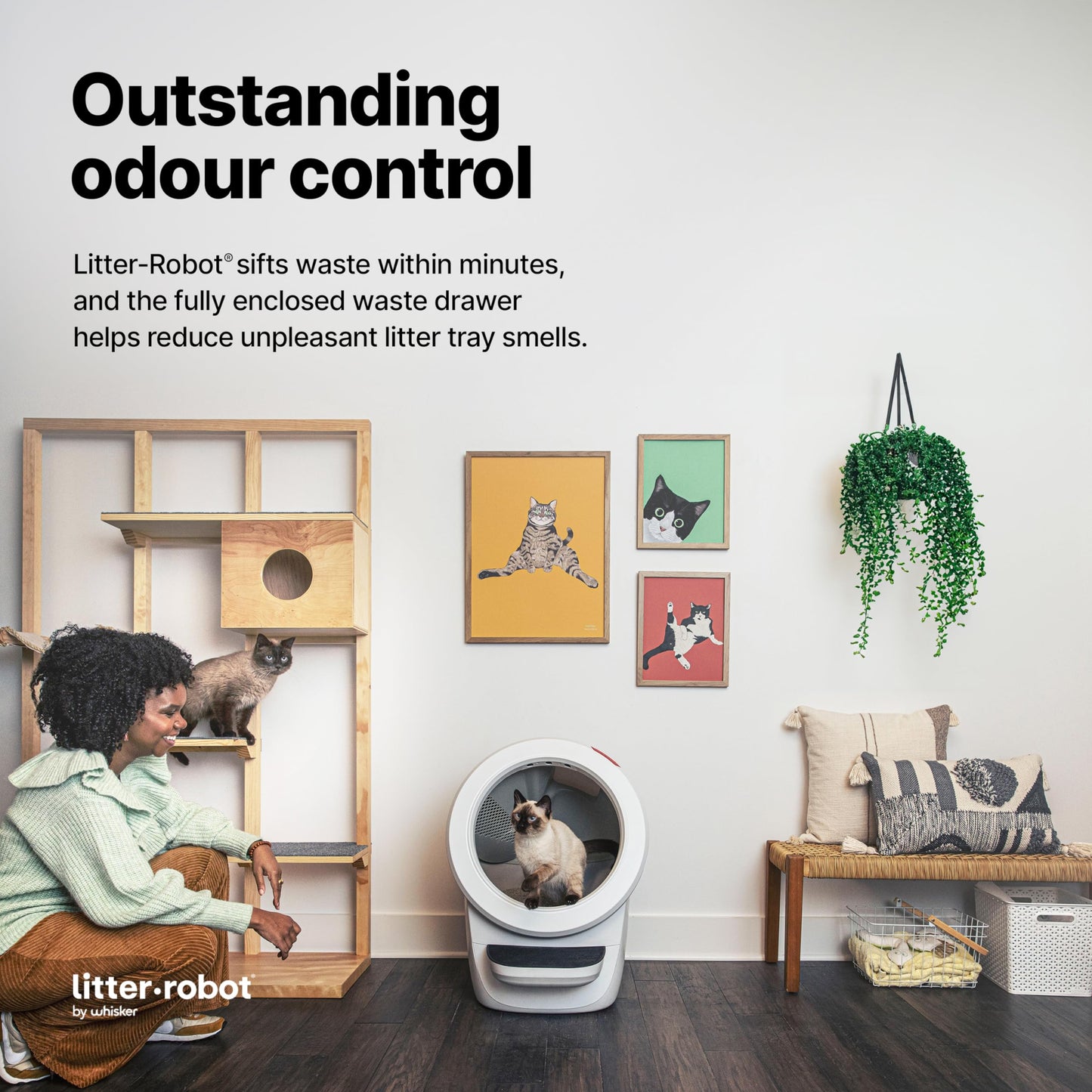 Litter-Robot 4 with Step & Fence by Whisker (White) - Automatic, Self-Cleaning Cat Litter Box, WiFi Enabled, Works with Any Clumping Litter, Complimentary 2-Year WhiskerCare Warranty - DeKove