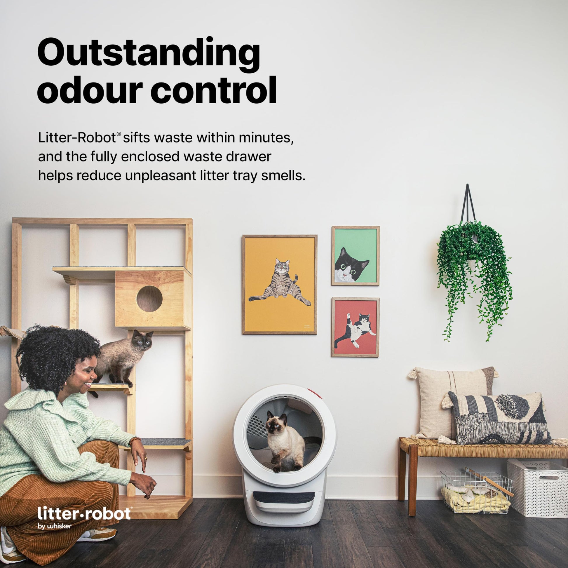 Litter-Robot 4 with Step & Fence by Whisker (White) - Automatic, Self-Cleaning Cat Litter Box, WiFi Enabled, Works with Any Clumping Litter, Complimentary 2-Year WhiskerCare Warranty - DeKove