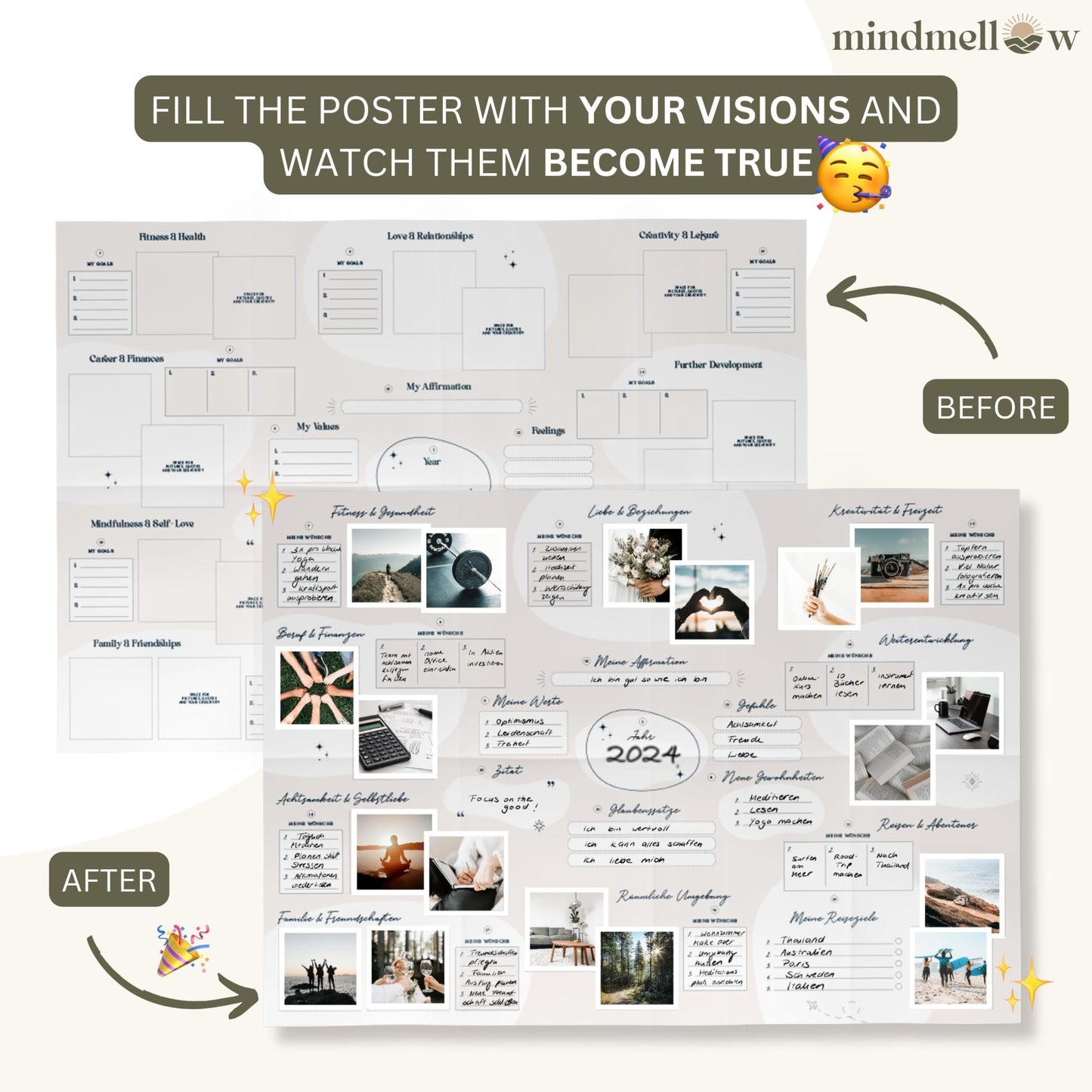 Vision Board Kit "Dear Future Self" - Create Your own Vision Board for Wall and Visualize The Life of Your Dreams - DeKove