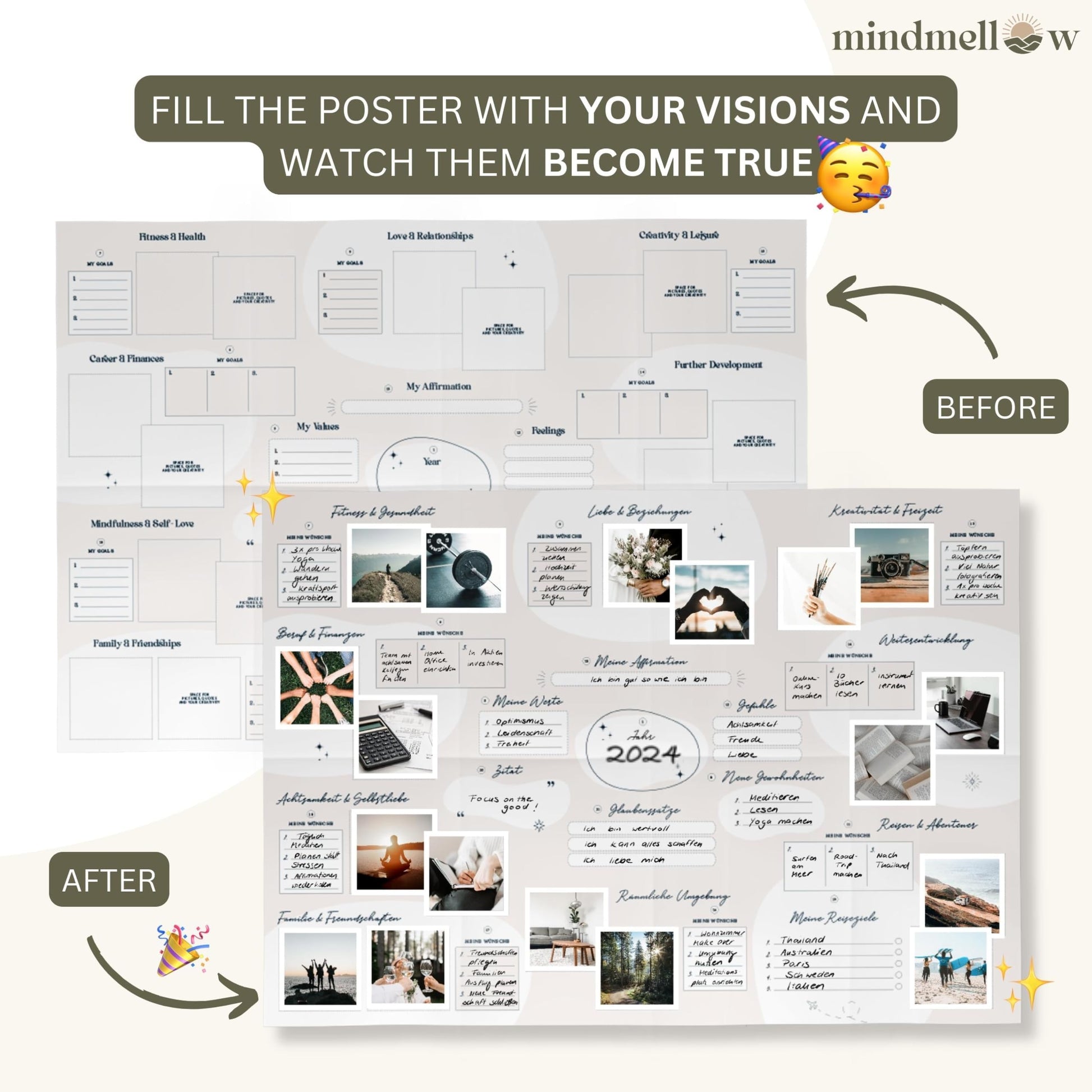 Vision Board Kit "Dear Future Self" - Create Your own Vision Board for Wall and Visualize The Life of Your Dreams - DeKove