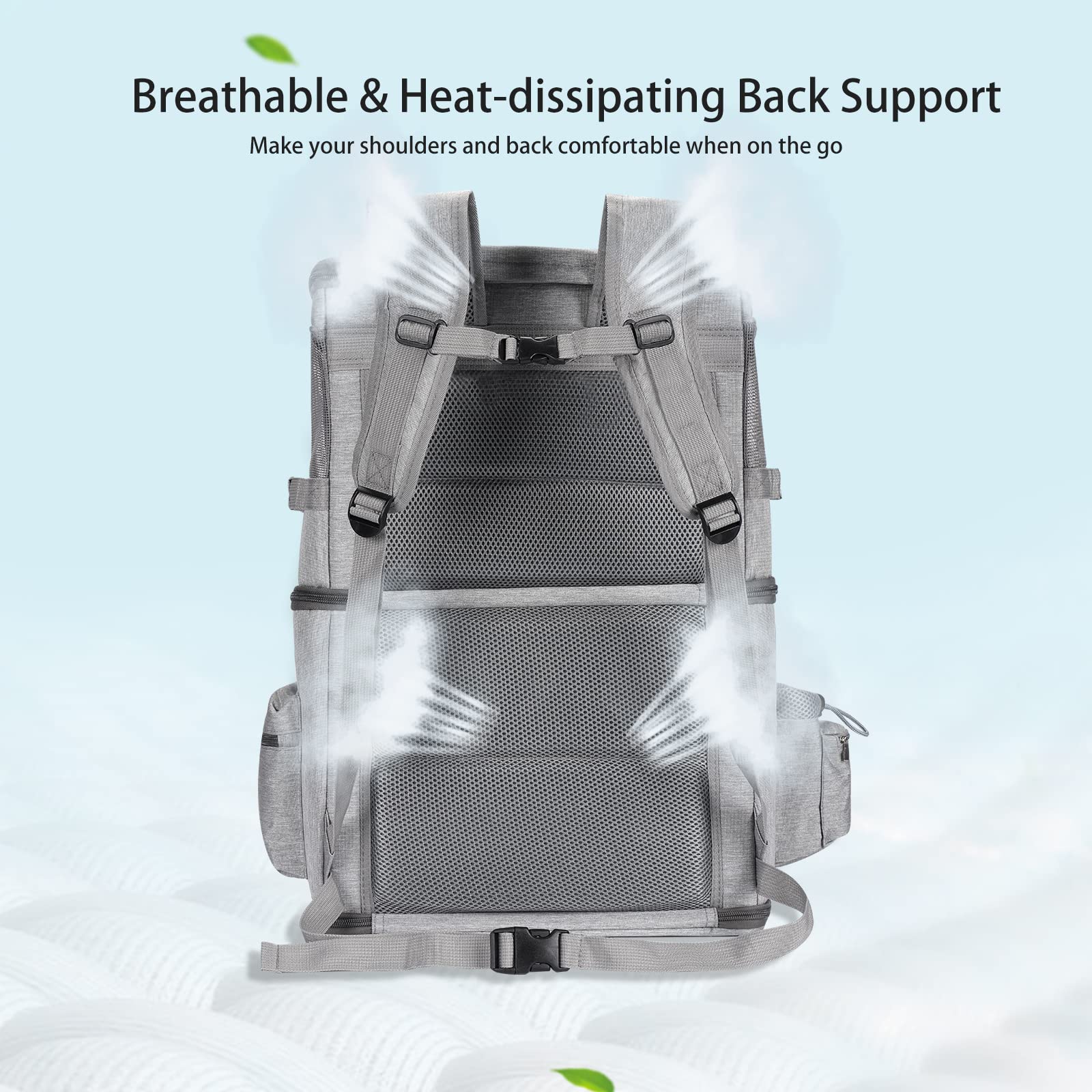 FASNATI Double-Compartment Pet Carrier Backpack, Cat Carrier Backpack for 2 Small Cats, Dogs and Rabbits, Perfect for Traveling/Hiking/Camping, Grey - DeKove