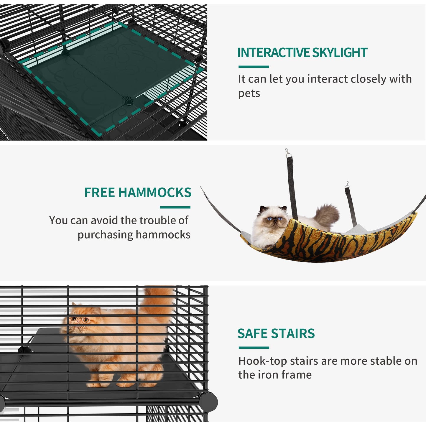 YITAHOME Cat Cage - 3-Tier DIY Playpen with Metal Wire and Extra Large Hammock for 1-2 Cats, Small Animals, Black - DeKove
