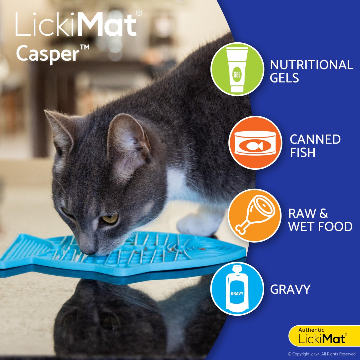 LickiMat Casper, Fish-Shaped Cat Slow Feeders for Feline Boredom and Anxiety Reduction; Perfect for Food, Treats and Anxiety Reduction, Purple - DeKove