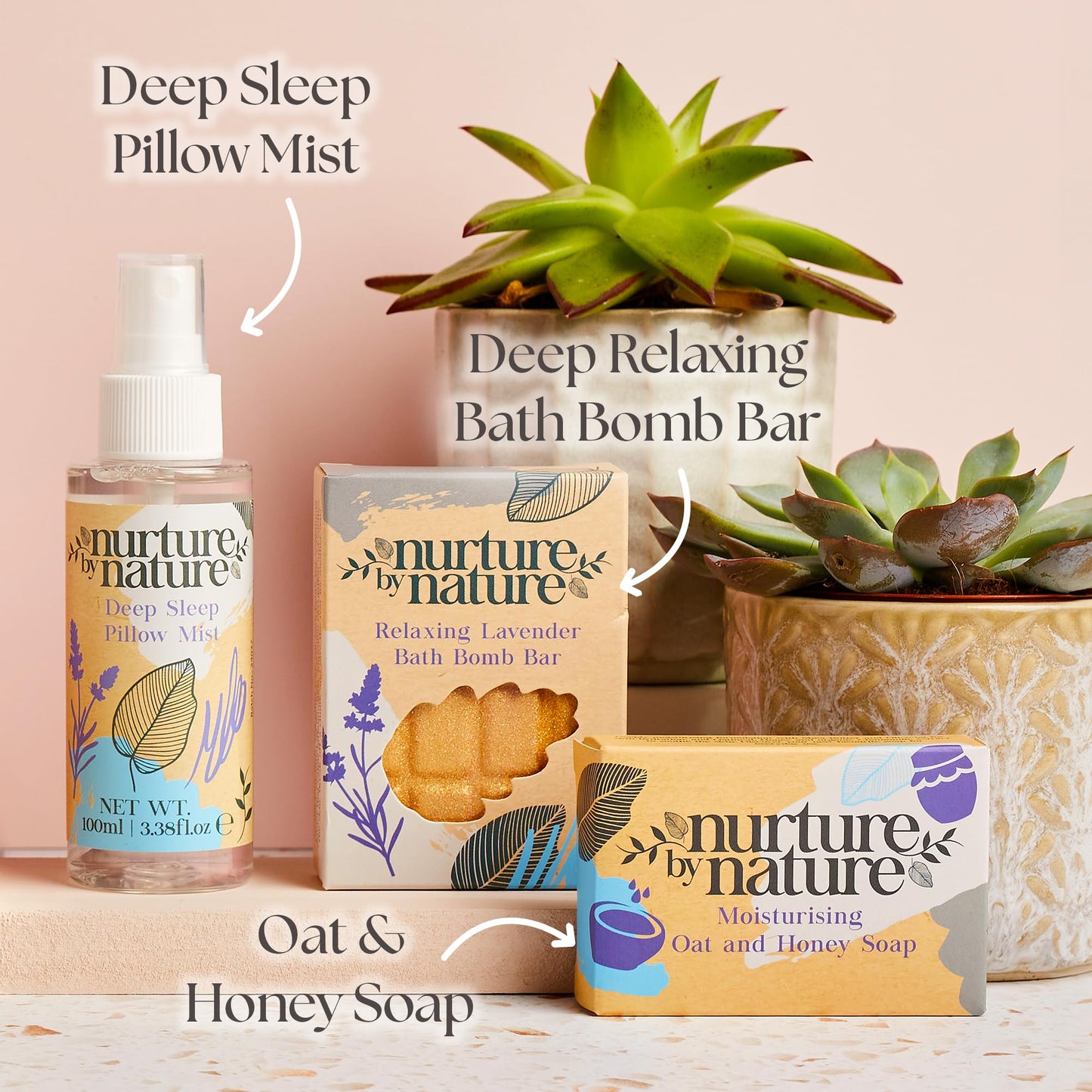 Nurture by Nature RELAX & CALM Pamper Gifts for Women - Mothers Day Hamper - Relaxation Gifts for Women with Lavender Mist, Bath Salts, Candle & More - Bath Sets, Mothers Day Gifts, Spa Sets - DeKove