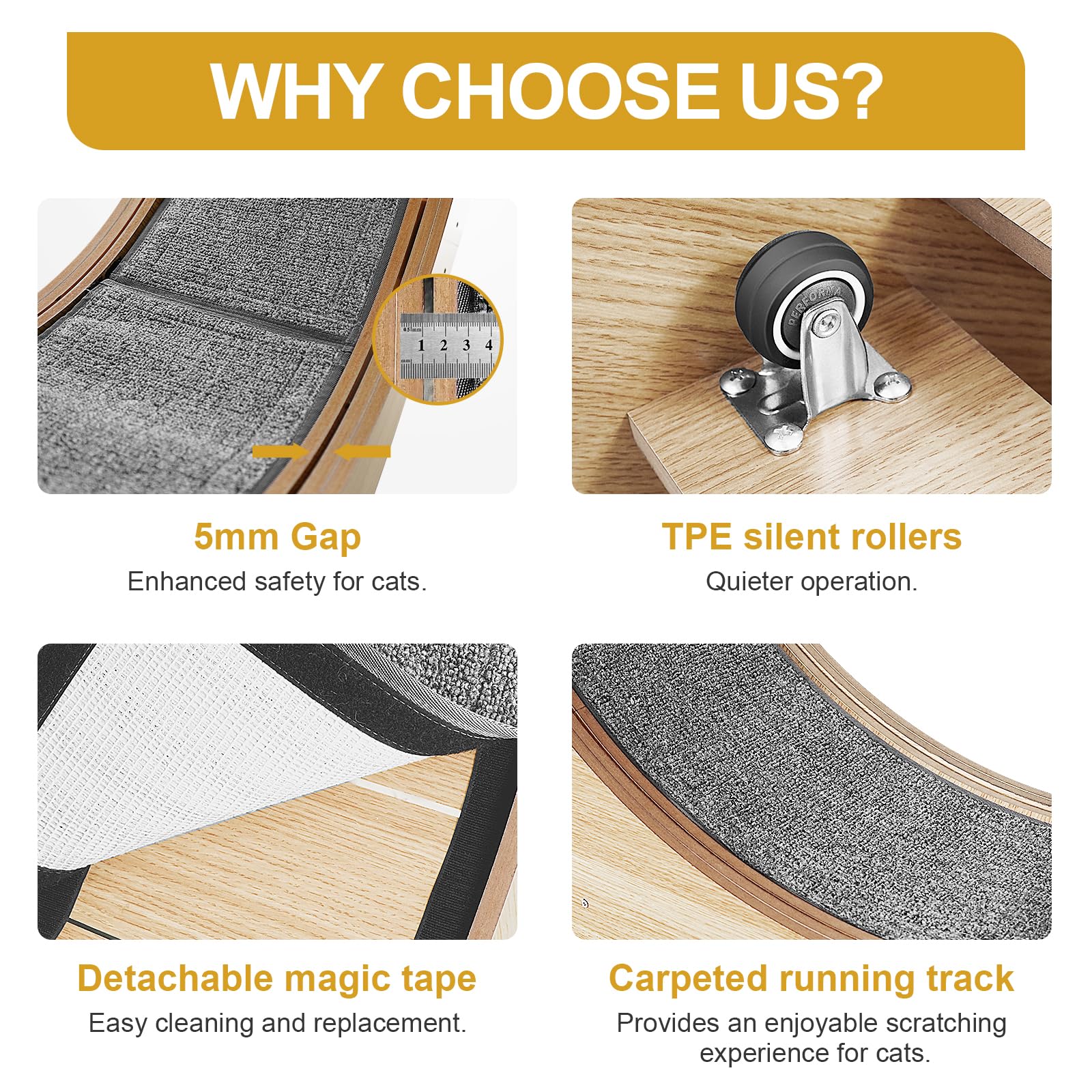 Naviconvex Cat Wheel Cat Exercise Wheel for indoor cats Daily Exercise with Nature Wood Colour The cat treadmill is the best gift for your cat's healthy growth - DeKove