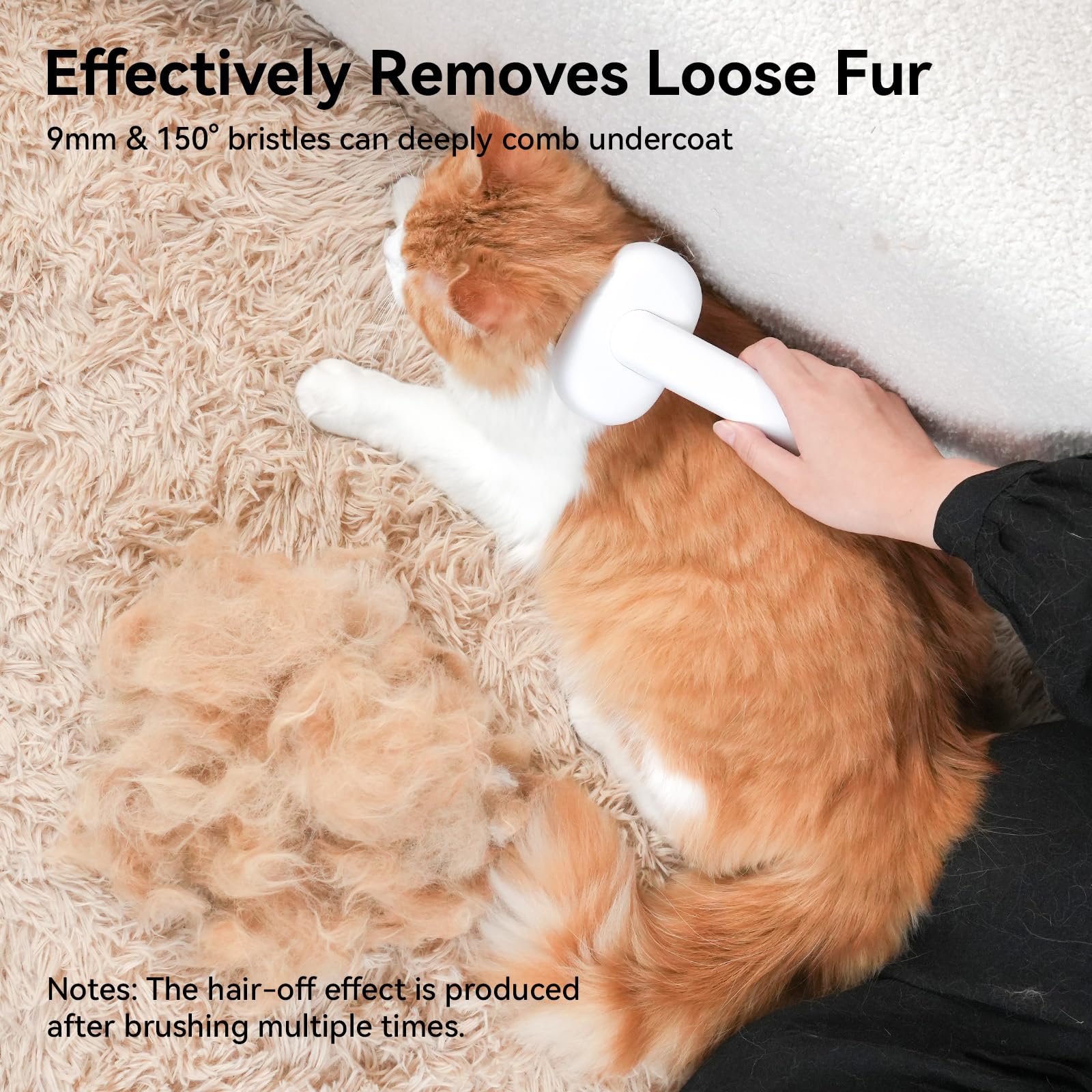 aumuca Cat Brush with Release Button, Cat Grooming Brush for Long or Short Haired Cats, Cat Hair Brush for Shedding Cat Comb for Pets Removing Loose Fur and Massage, White - DeKove